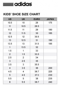 adidas shoes kid size chart