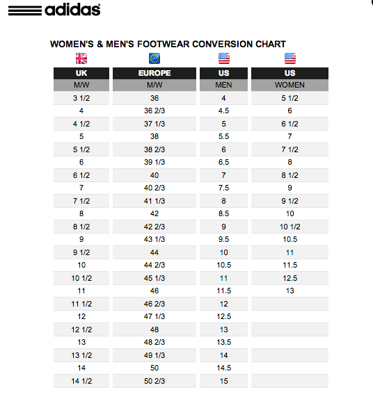 Adidas Speedwrap Size Chart