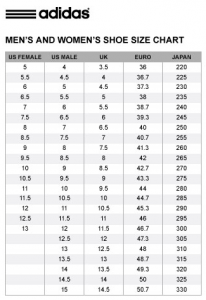 Adidas Men's and women's shoe size chart | Nanima Bizaar - Online Shop